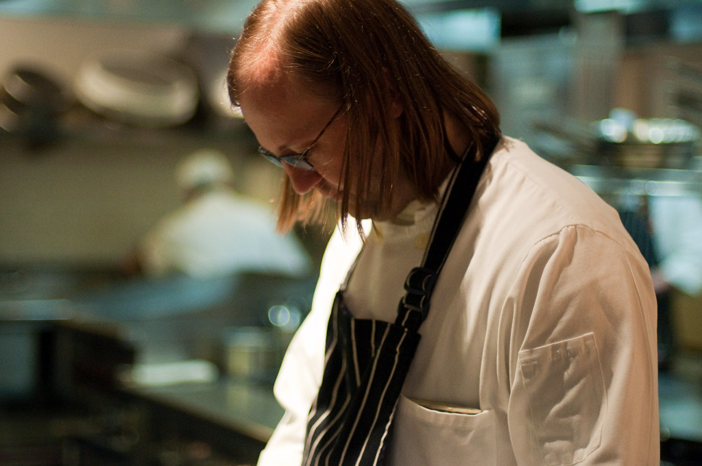 Chef Wylie Dufresne preparing Lobster Legs, Brussels Sprou… Flickr