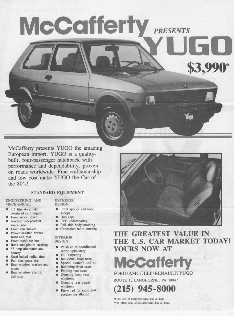 Yugo dealer ad Route 1, Langhorne PA. Lots of car dealers … Flickr