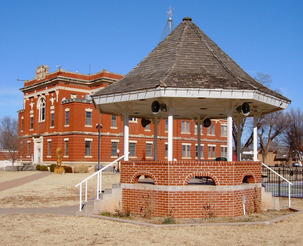 Kiowa County Courthouse and Gazebo (Hobart, Oklahoma) Flickr