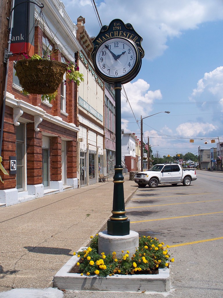 OH Manchester Clock Clock on a post in Manchester, Ohio.… Flickr