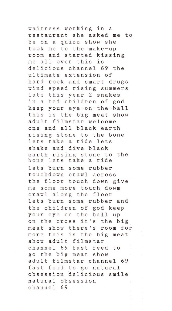 Underworld 'Lyrics' Hand Typed by Karl Hyde (Big Meat Sh… Flickr