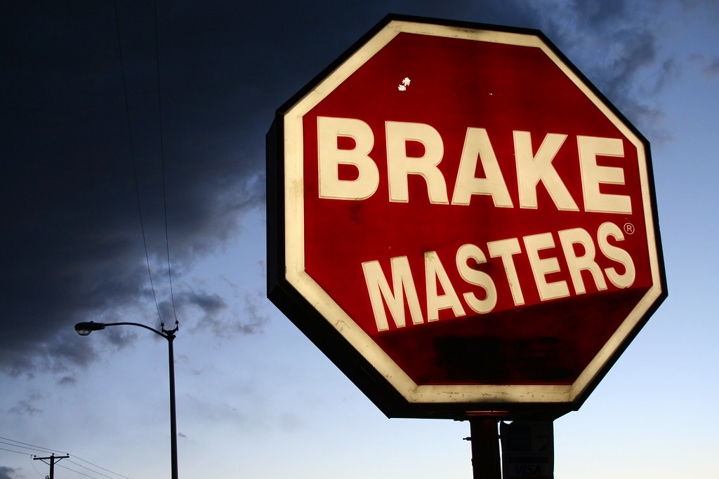 Brake Masters Brake Masters, backlit sign, sunset, Cerril… Flickr