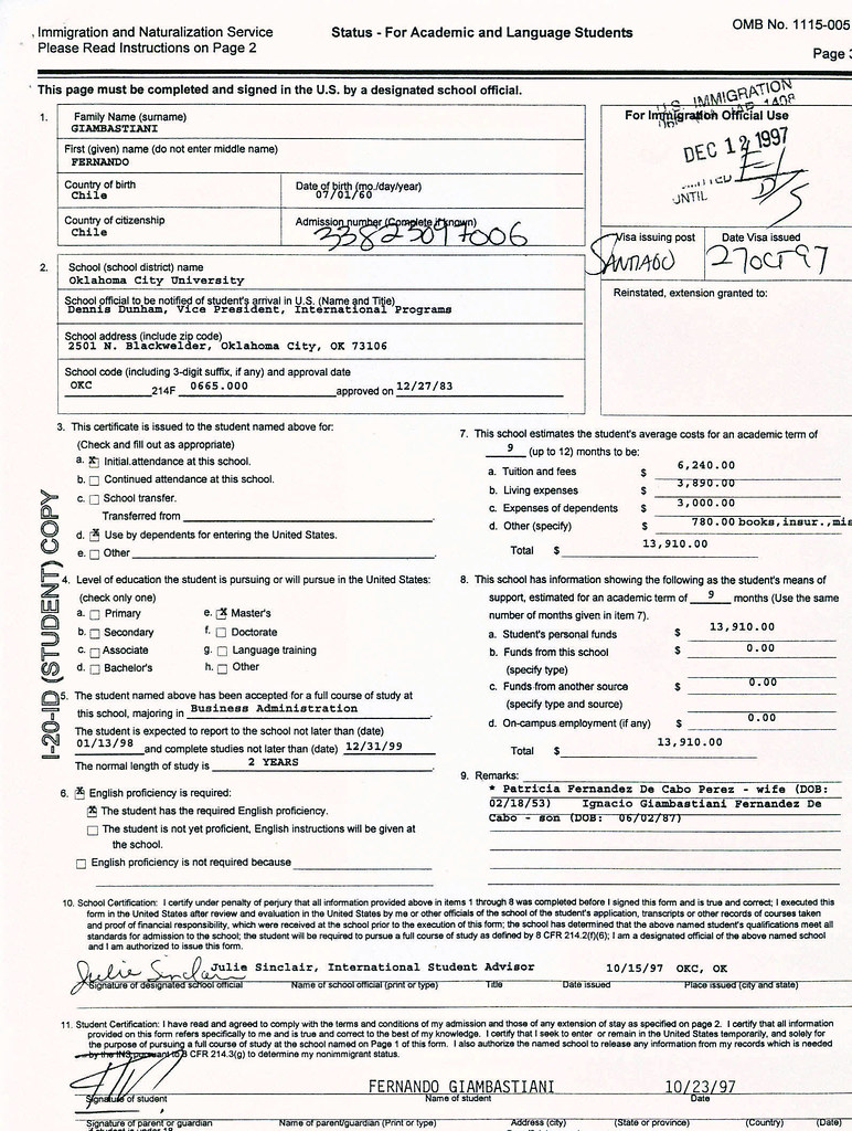 I20 FOR F1 VISA AS INTERNATIONAL STUDENT patriciafernandezdecabo