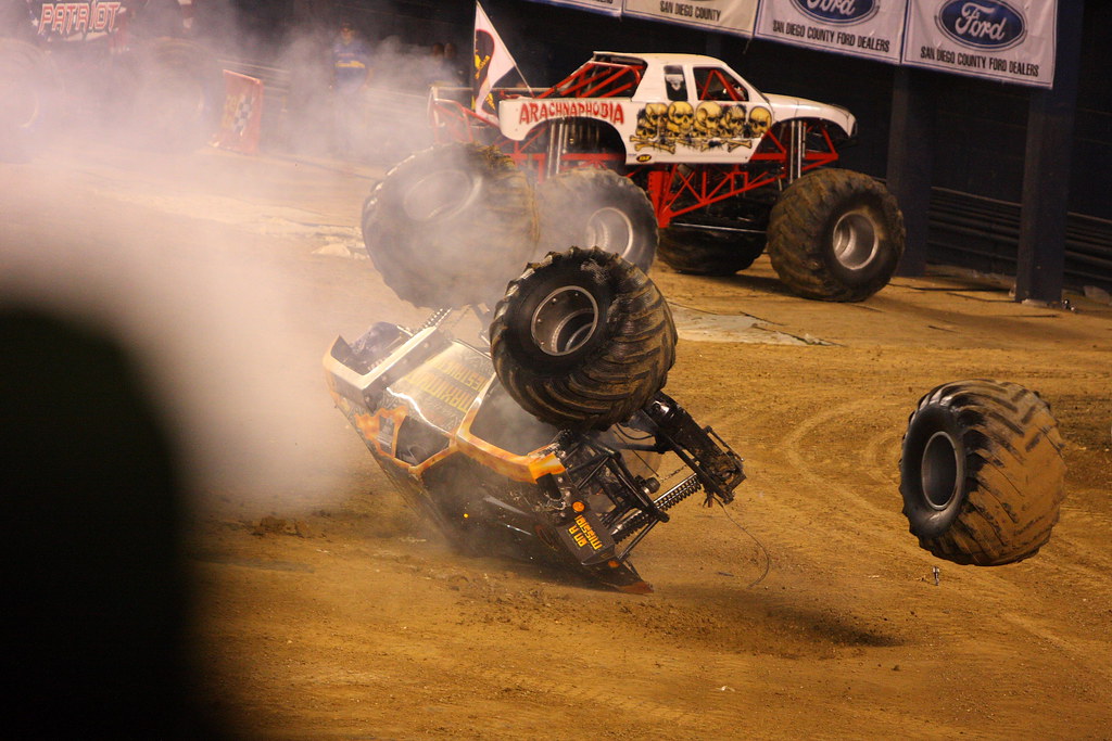 On White And the wheels on the monster truck go round and round... by