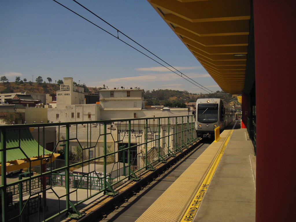 Gold Line train arrives in Chinatown James Fujita Flickr
