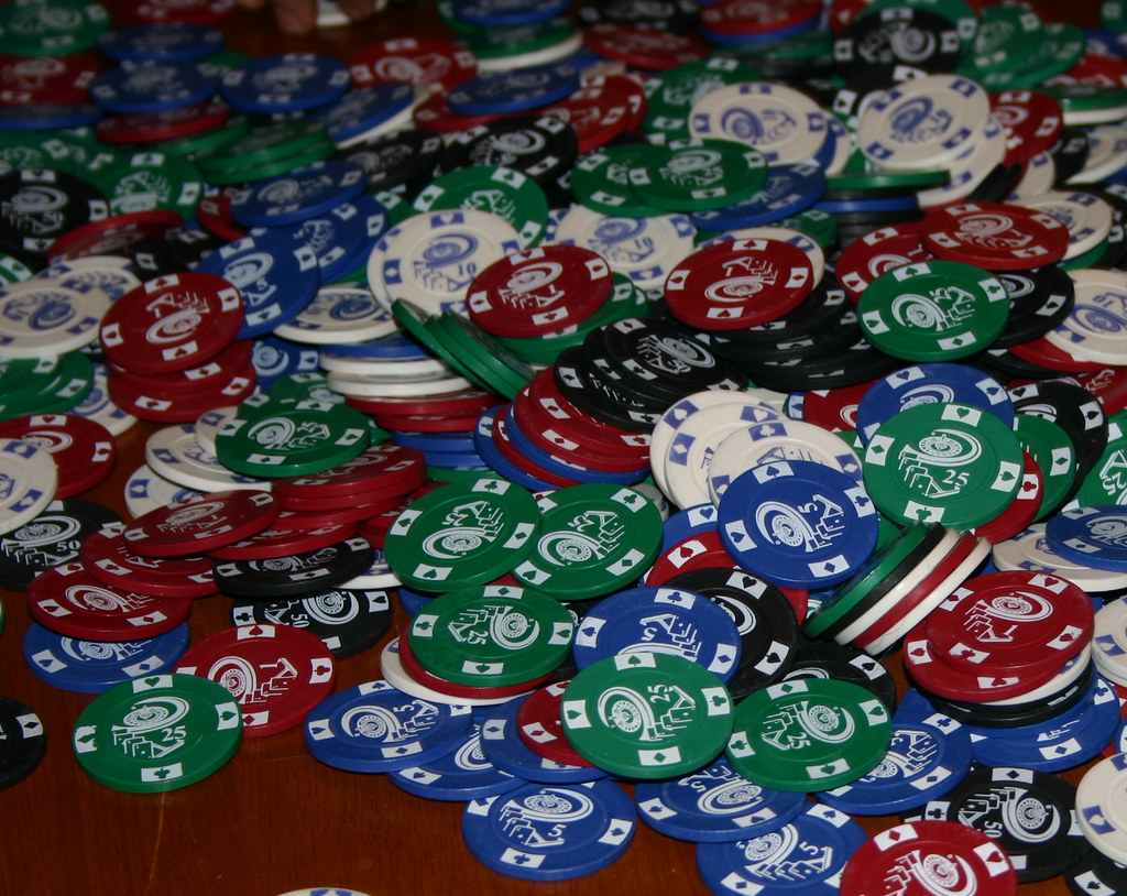 chips poker chips on the tabel thought it looked neat. windy Flickr