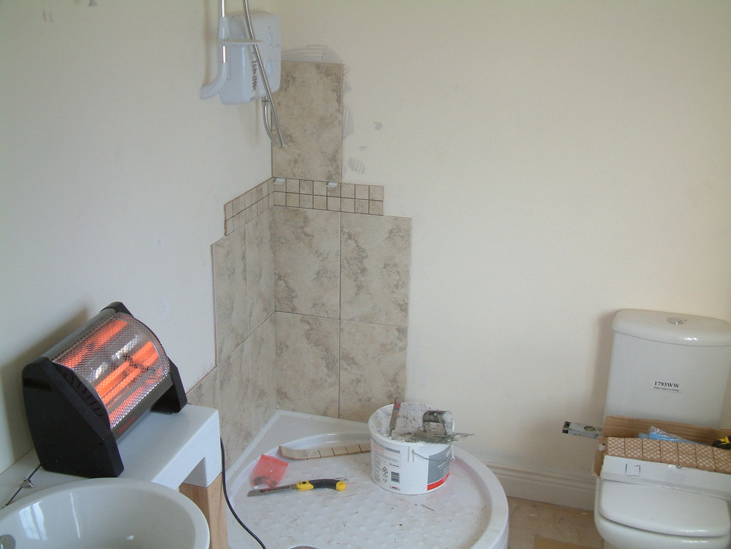 First Wall Tiles Our fourth DIY wall tiling job. Underway In