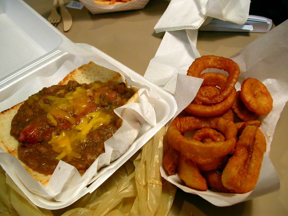 Chili dog & onion rings Our first bus was so late getting … Flickr