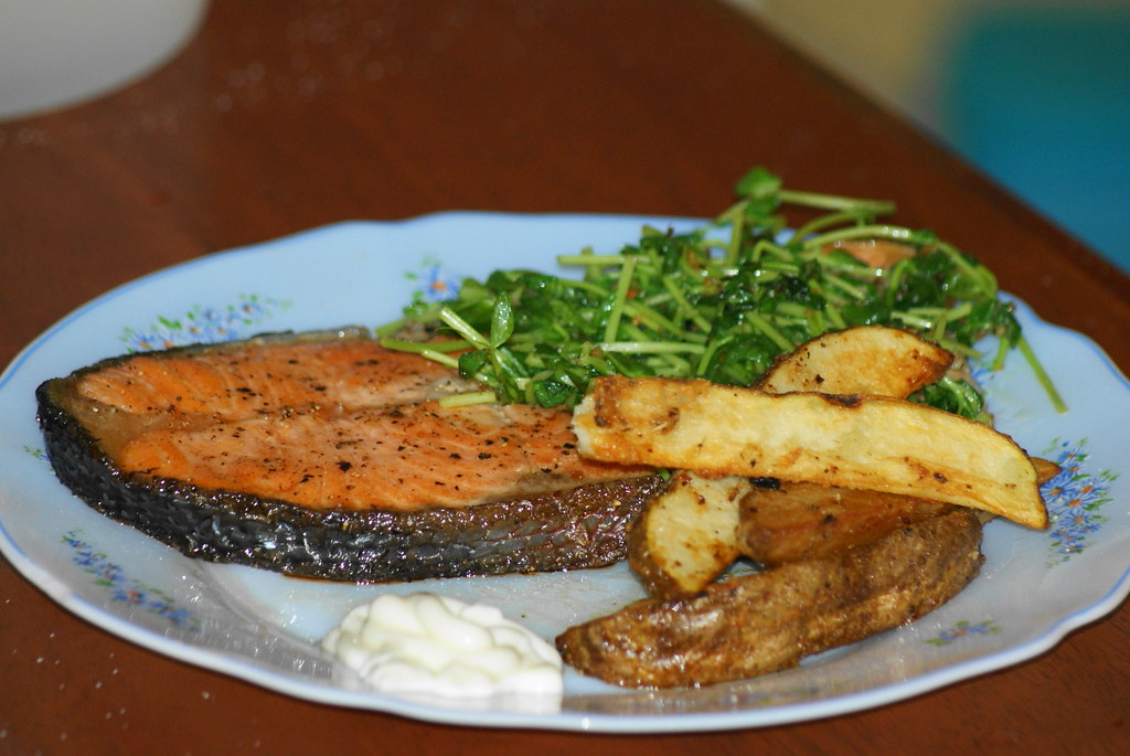 Salmon steak Dinner No plan, we just cook. He always coo… Flickr