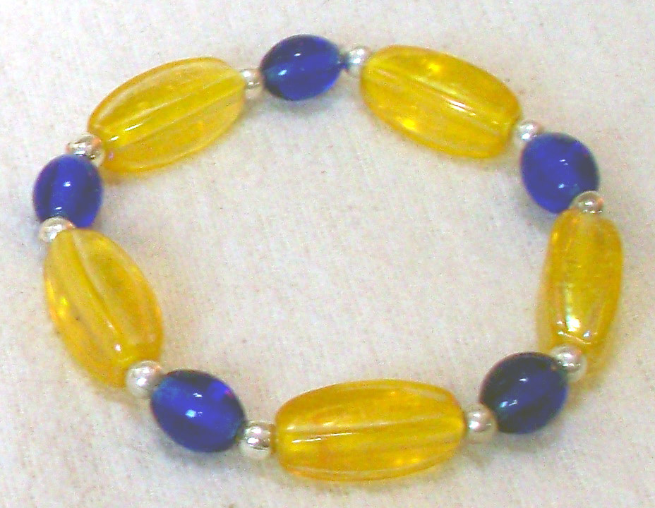 Blue & Yellow glass bead bracelet Elizabeth Flickr
