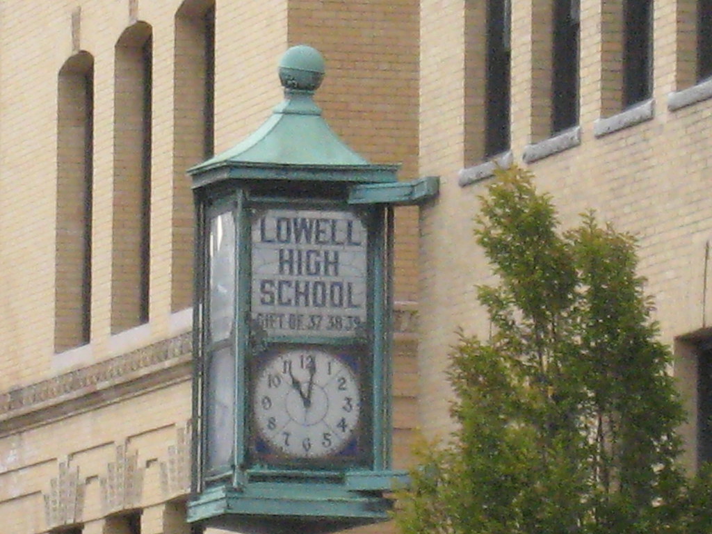 Lowell High School clock Richard Howe Flickr