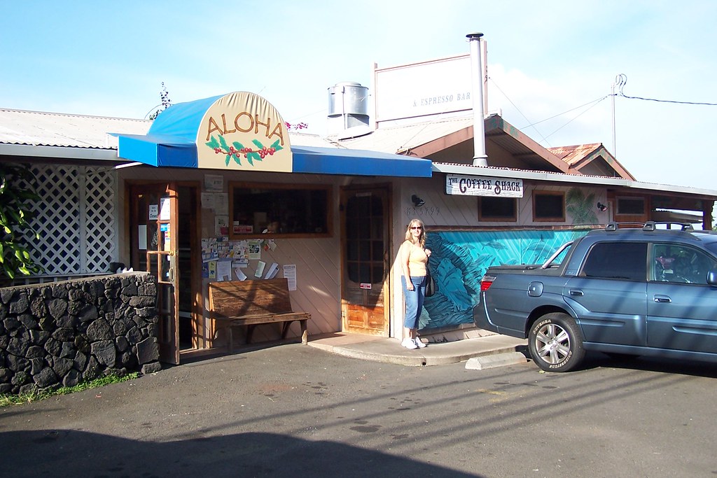Karen Entering the Coffee Shack Captain Cook, Hawaii bre… Flickr