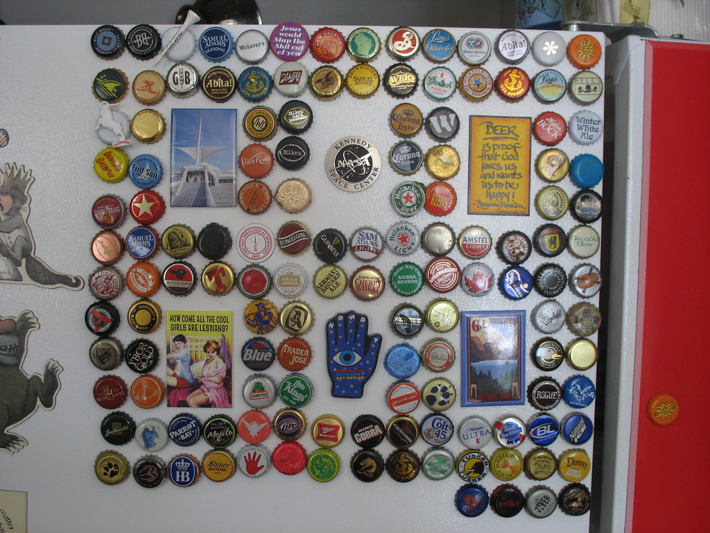 artistically arranged beer bottle cap collection 136 bot… Flickr