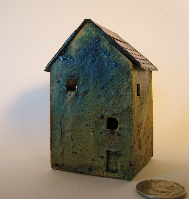 miniature abandoned house sculpture 3" tall FRONT 1 3/4" x… Flickr