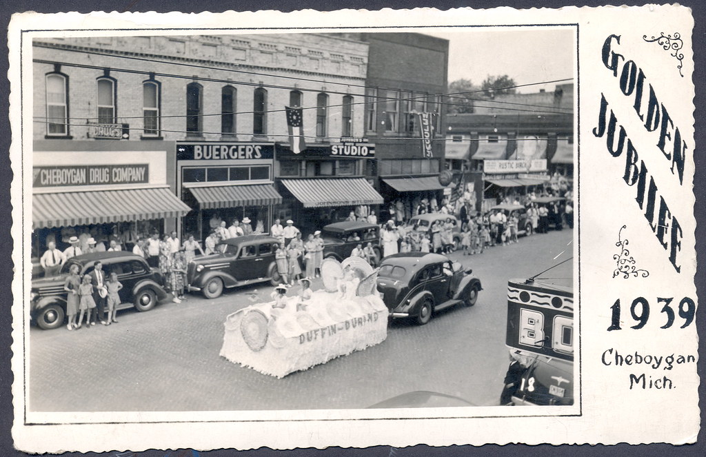 Cheboygan MI 1939 RPPC wonderful Golden Jubilee Parade and… Flickr