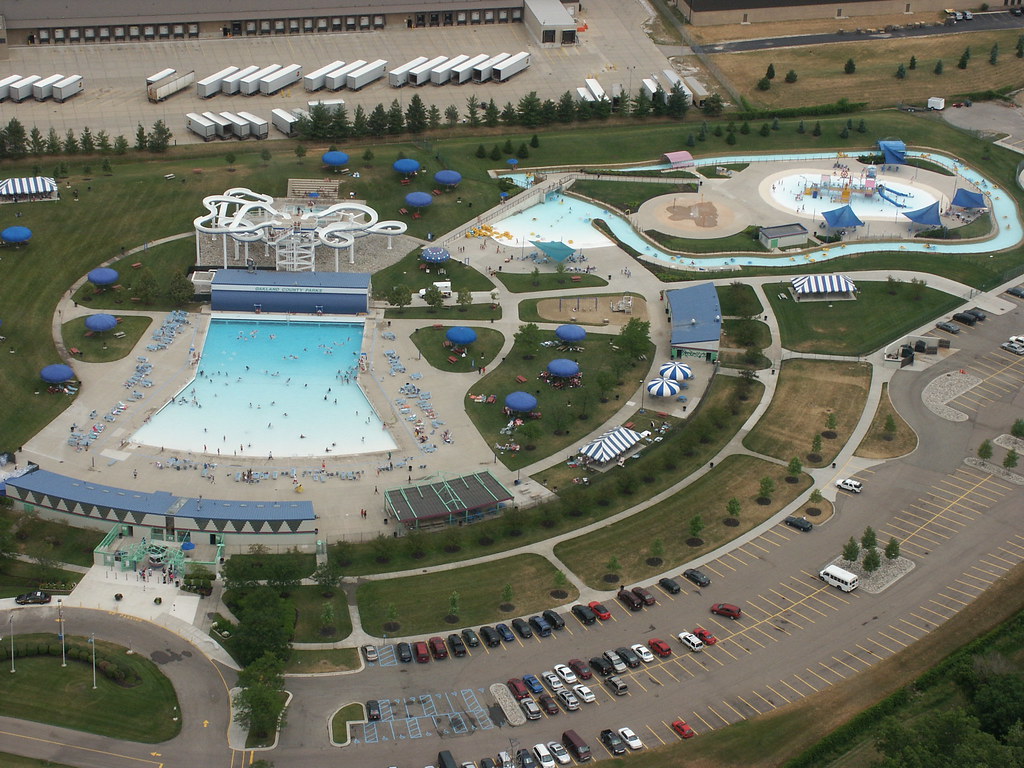 Red Oaks Waterpark from the Air 1 Oakland County Parks and Recreation