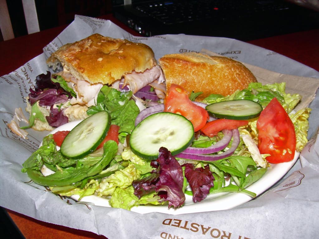 Sierra Turkey sandwich and classic salad. Panera Bread