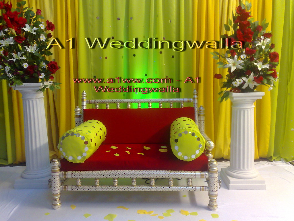 Mehndi sofa Wedding stage decoration by A1 Weddingwalla th… Flickr