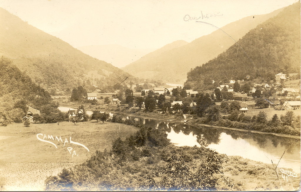 Cammal PA 1909 Birdseye View along the River RPPC Flickr