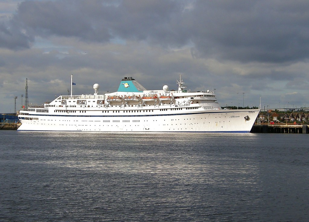 Cruise Ship 'Athena' at North Shields, River Tyne, UK on 3