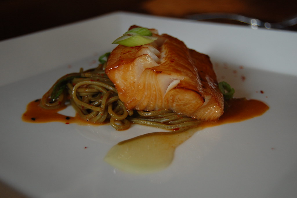 black cod Shoyu & sake glazed Black Cod with green tea sob… Flickr
