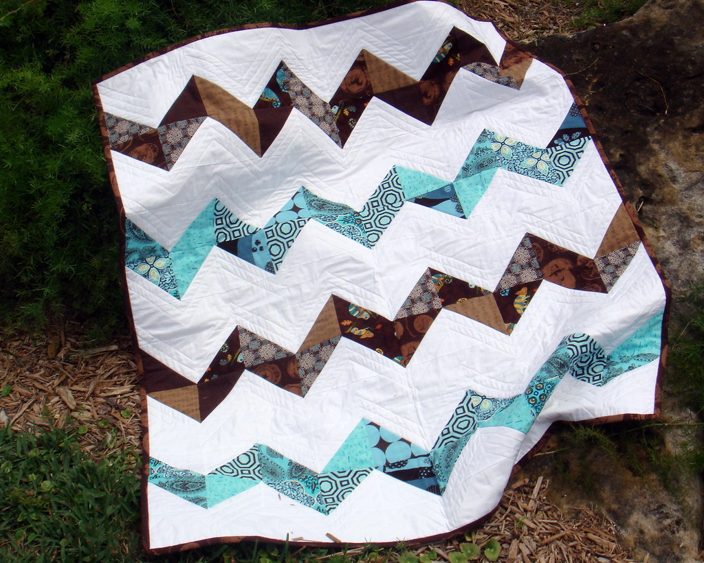blue brown zig zag quilt Flickr