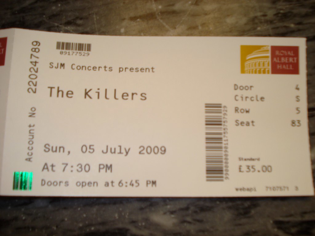 Biglietto_Killers This is the Killers concert's ticket. Th… Flickr