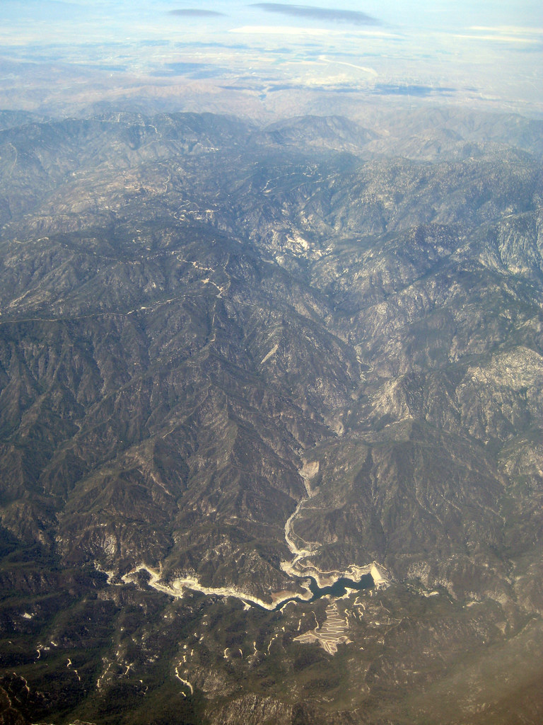 Aerial Los Angeles Cogswell Reservoir, Devils Canyon, and the