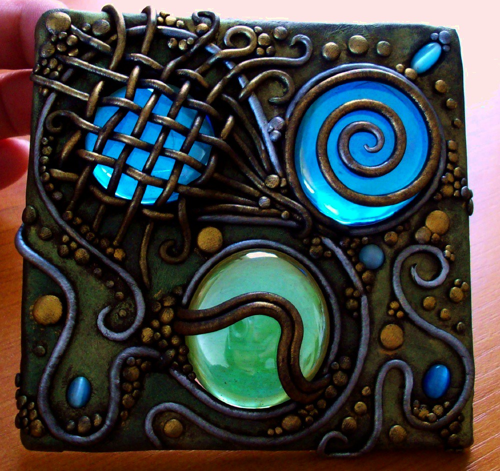 Polymer clay and gems on acrylic backlit Black Fimo polyme… Flickr