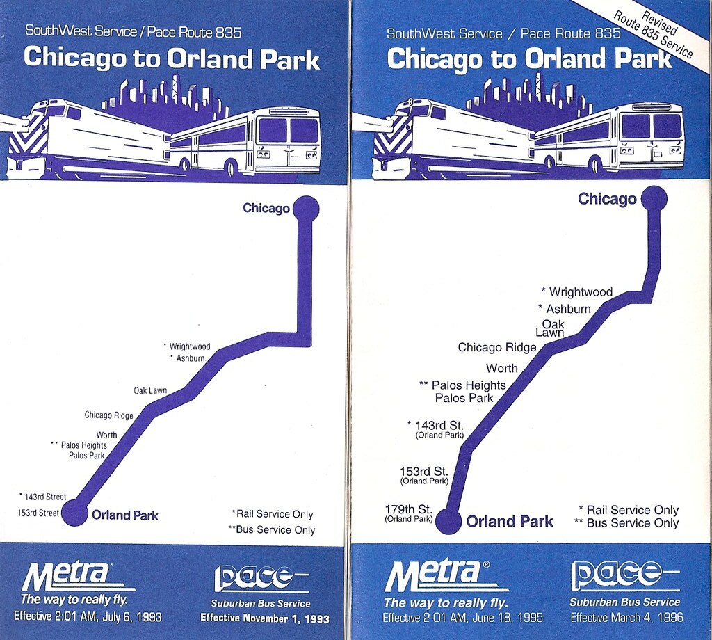 Metra SouthWest Service, 1993 & 1995 Old schedules from wh… Flickr