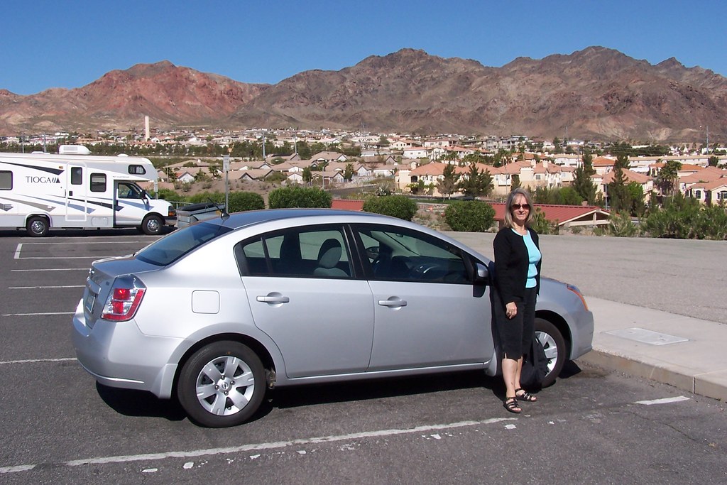 Karen beside our Rental Car, Boulder City, Nevada Karen an… Flickr