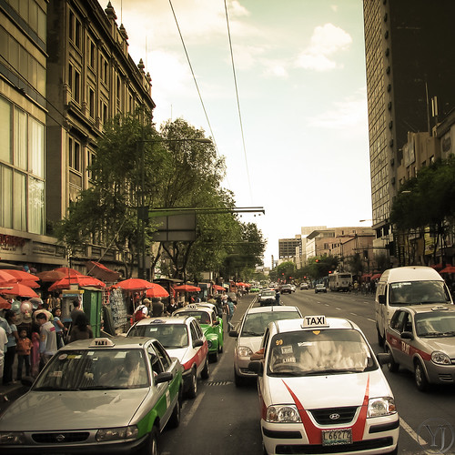 Mexico cars in a street Taxi cars and people are waiting i… Flickr