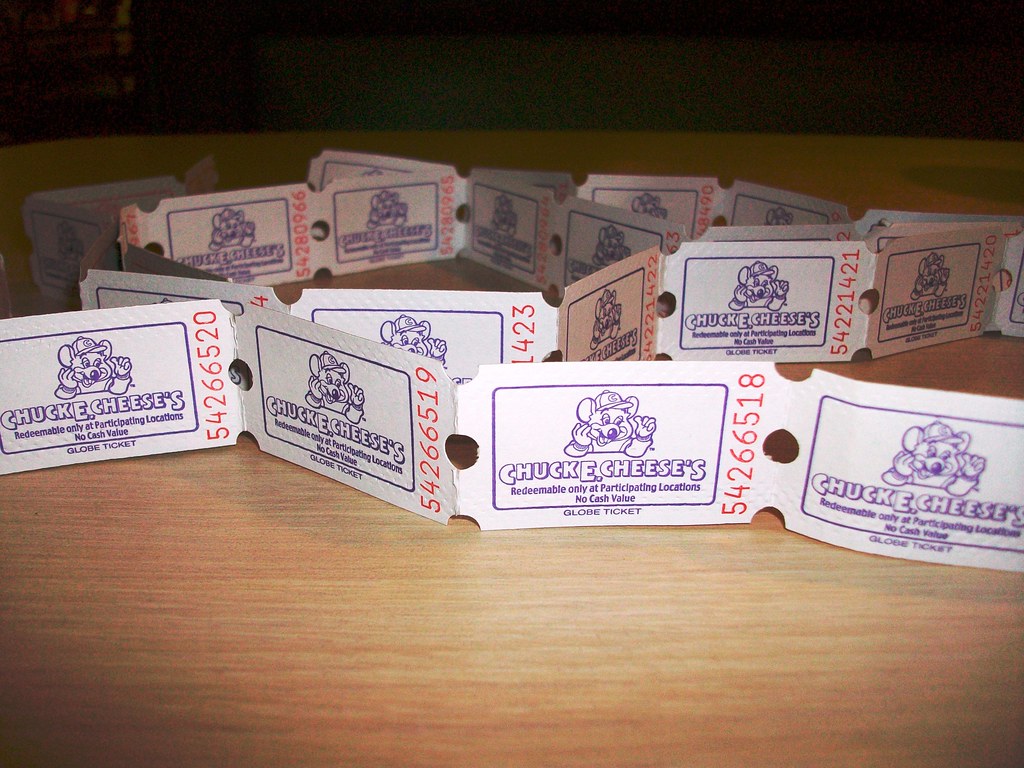 Chucky Cheese fruits of Victory! Ok tickets galore at