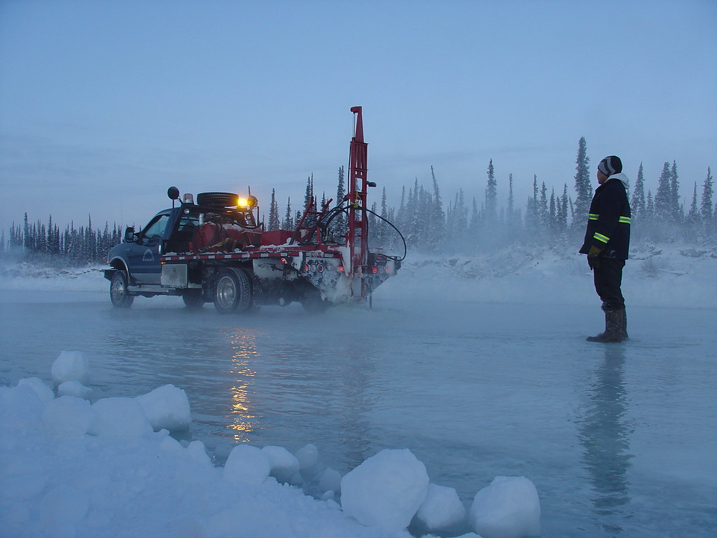 Ice road resurfacing From Tuktoyaktuk to Inuvik, NWT. Liz