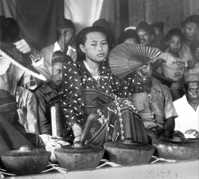A Moro dancing girl doing fan dance, Southern Philippines 1949 (2) a