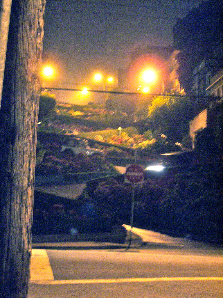 Looking up twisty Lombard Street at night The classic phot… Flickr