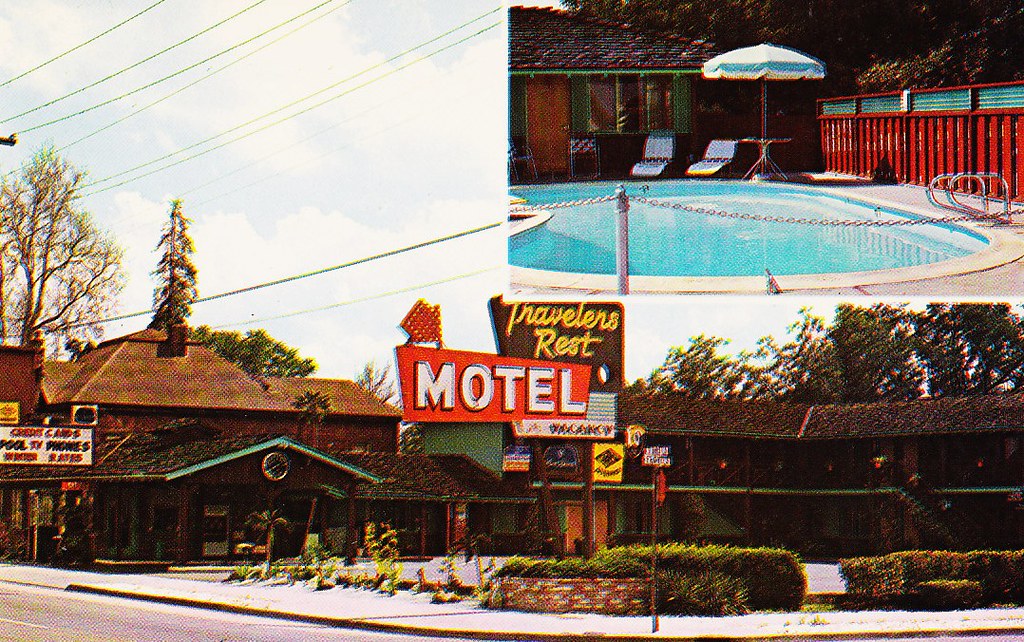 Travelers Rest Motel San Jose Back of postcard reads TRAV… Flickr