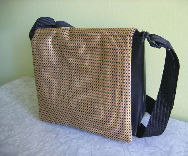 messenger bag "Check Please" fabric flap Black vinyl mes… Flickr