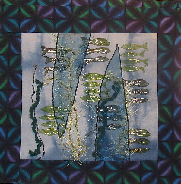 wrap15fish stamped and foiled fish, couched yarns, and sil… Flickr