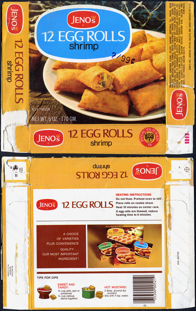 Jeno's Shrimp Egg Rolls box 1970s Jeno's 12 Egg Rolls sh… Flickr