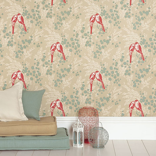 Modern wallpaper Birds + botanical print + duck egg blue … Flickr