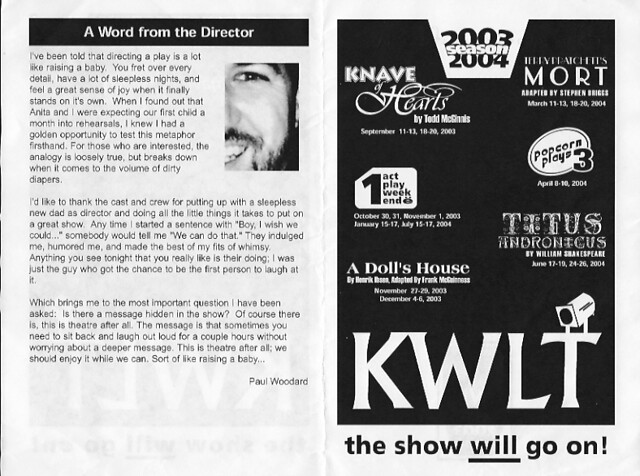 Knave of Hearts KWLT Playbill inside Directors note Flickr