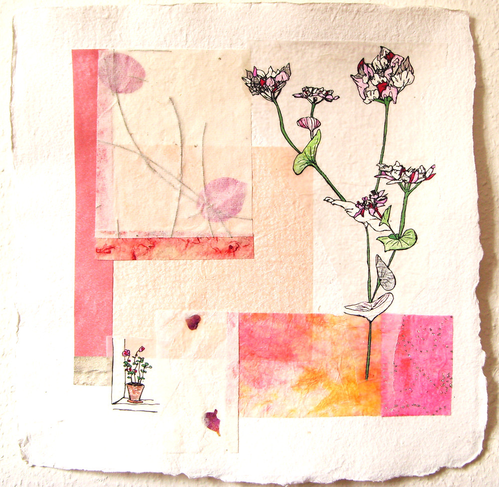 botanical still life V mixed media painting / collage on p… Flickr
