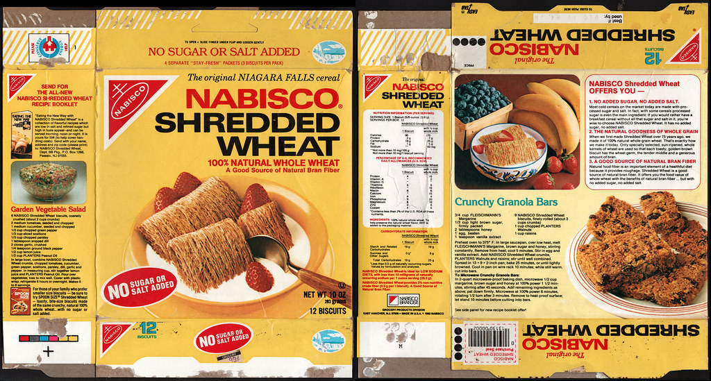 Nabisco Shredded Wheat cereal box 1984 I find this box a… Flickr