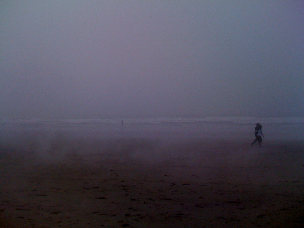 Fog on the beach. Fog rolls along the ocean beach. Josh Lee Flickr