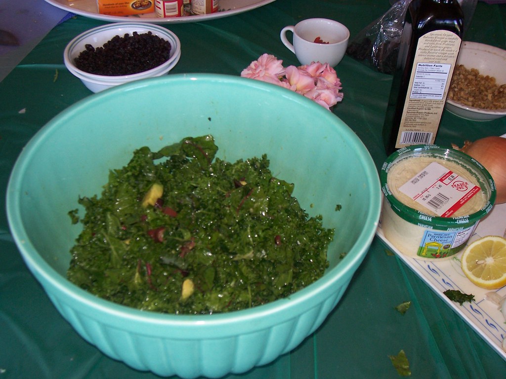 Kale salad. Kale, chard, pressed garlic, kalamata olives, … Flickr
