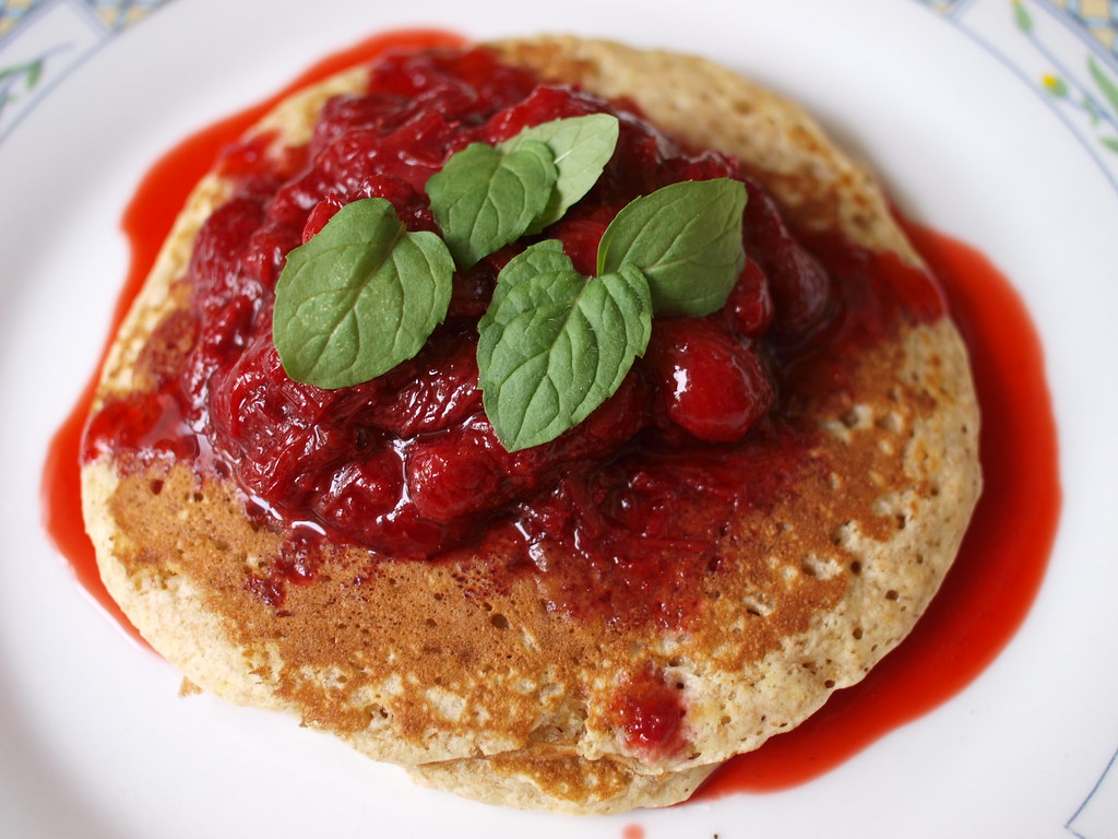 breakfast strawberryrhubarb compote pancakes tomislav medak Flickr