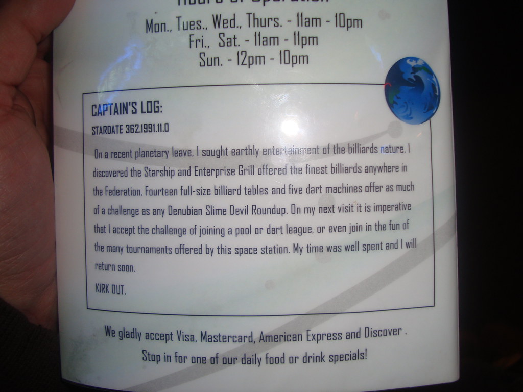 enterprise grill 8 the captain's log Steven Higgins Flickr