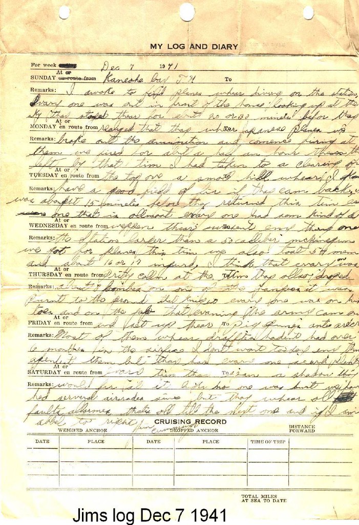 My Grandfather's Pearl Harbor Journal Entry My Uncle Melvi… Flickr