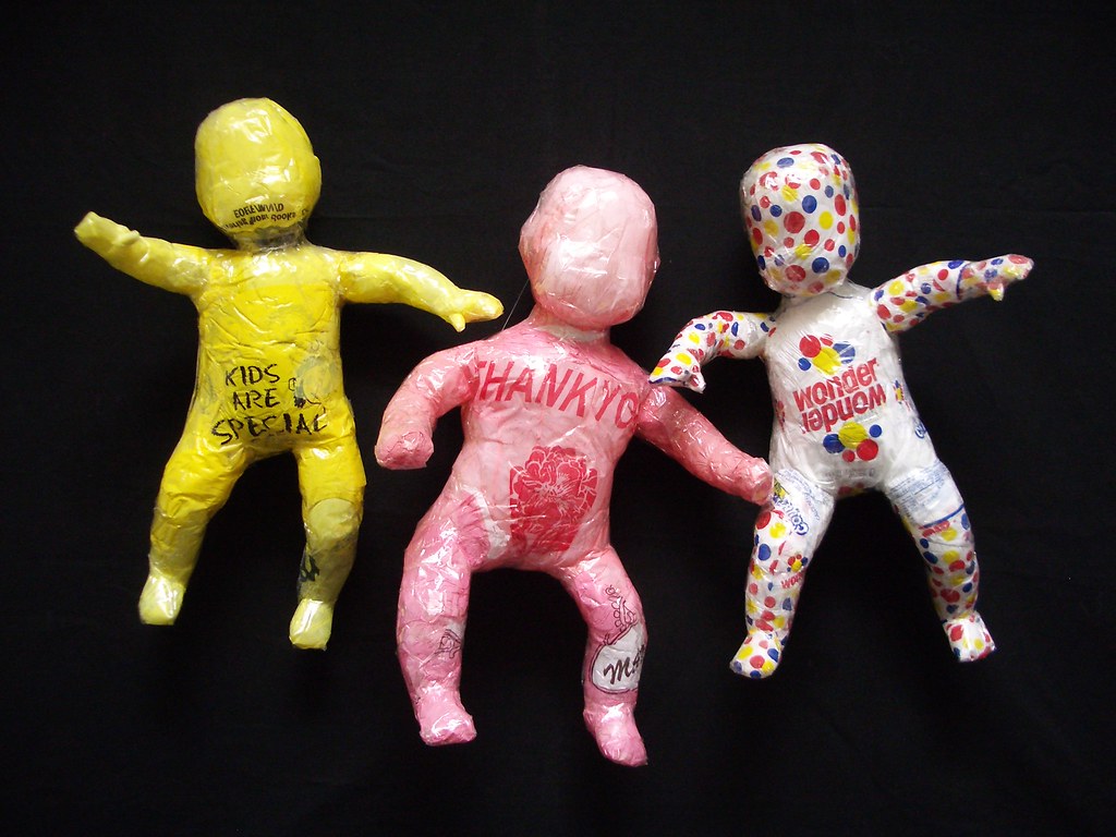 3 recycled plastic bag art dolls sculpture this set will b… Flickr